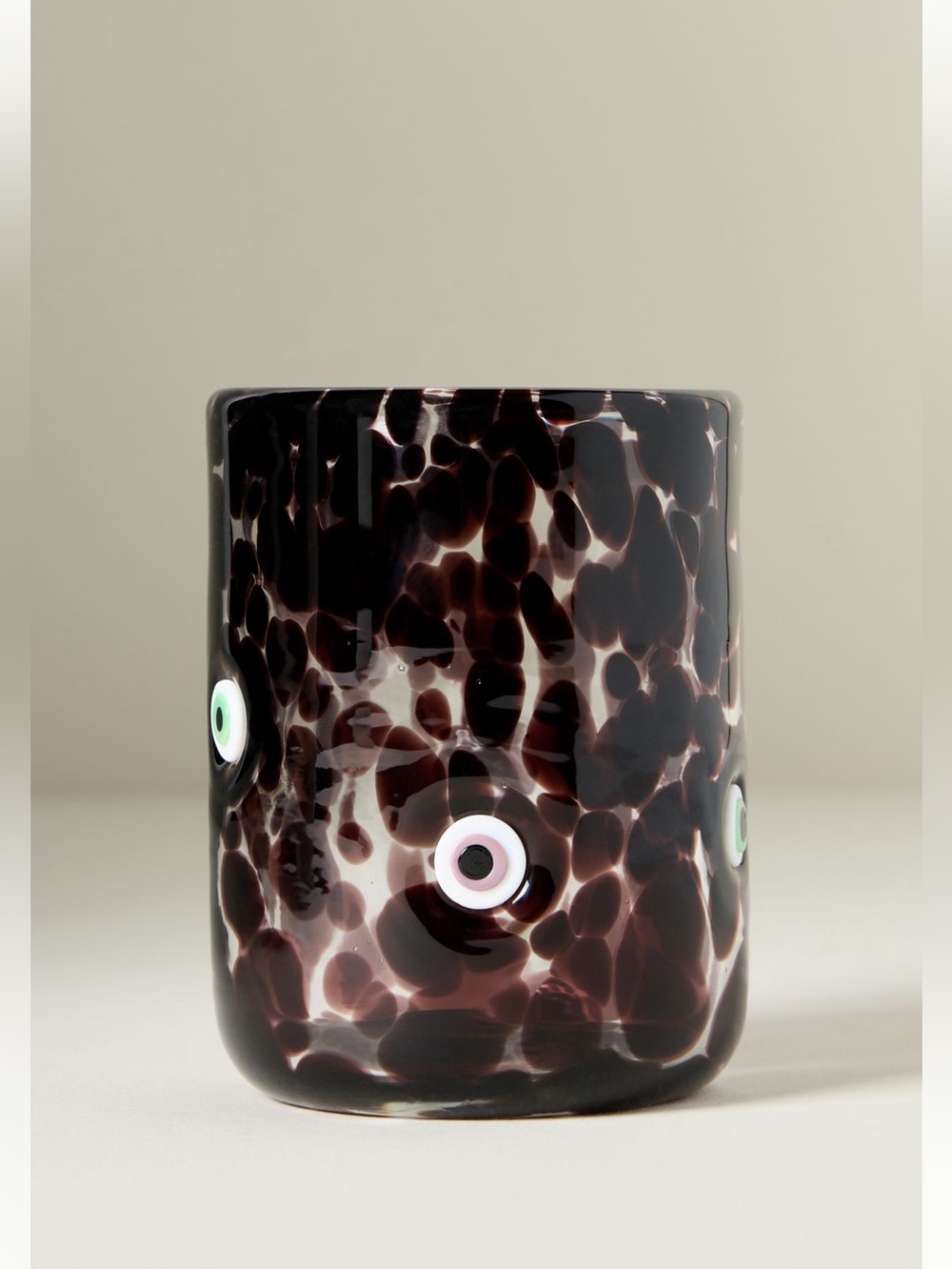🎃Anthropologie Icon Juice Glass New Black Confetti Eyeball Eyes Halloween